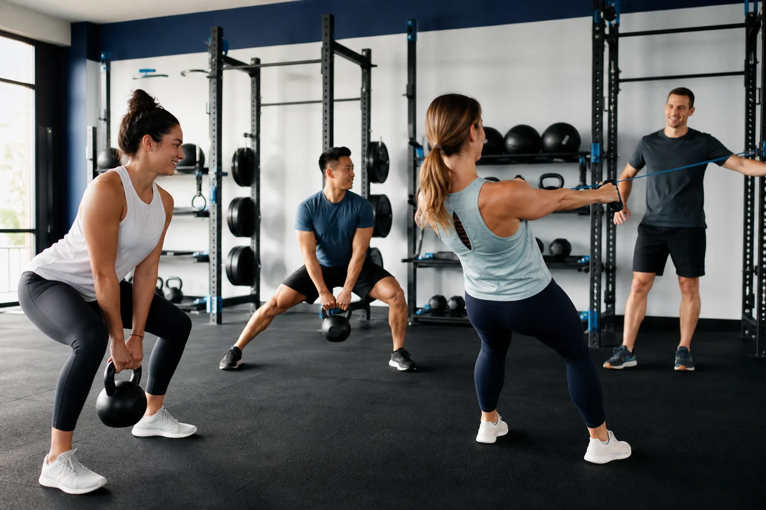 Entrenamiento funcional grupal con pesas rusas